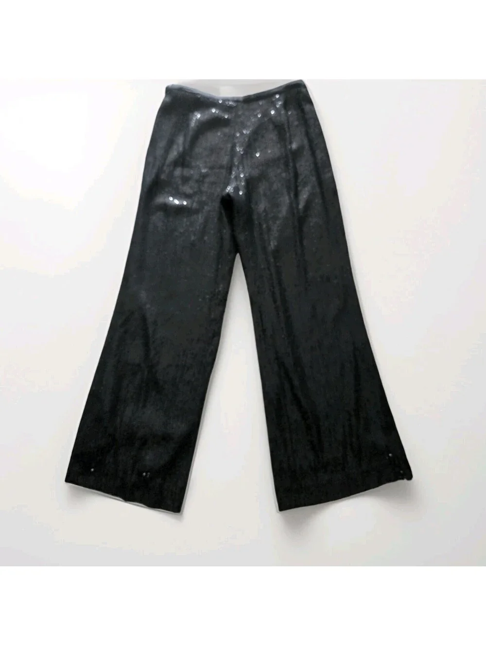 Tory Burch Ginger Sequin Wide Leg Pants Black Silk Size 12 Evening Dress Luxe